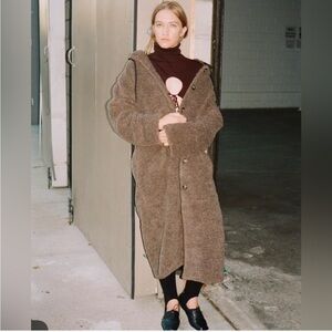 THAKOON hooded shearling coat